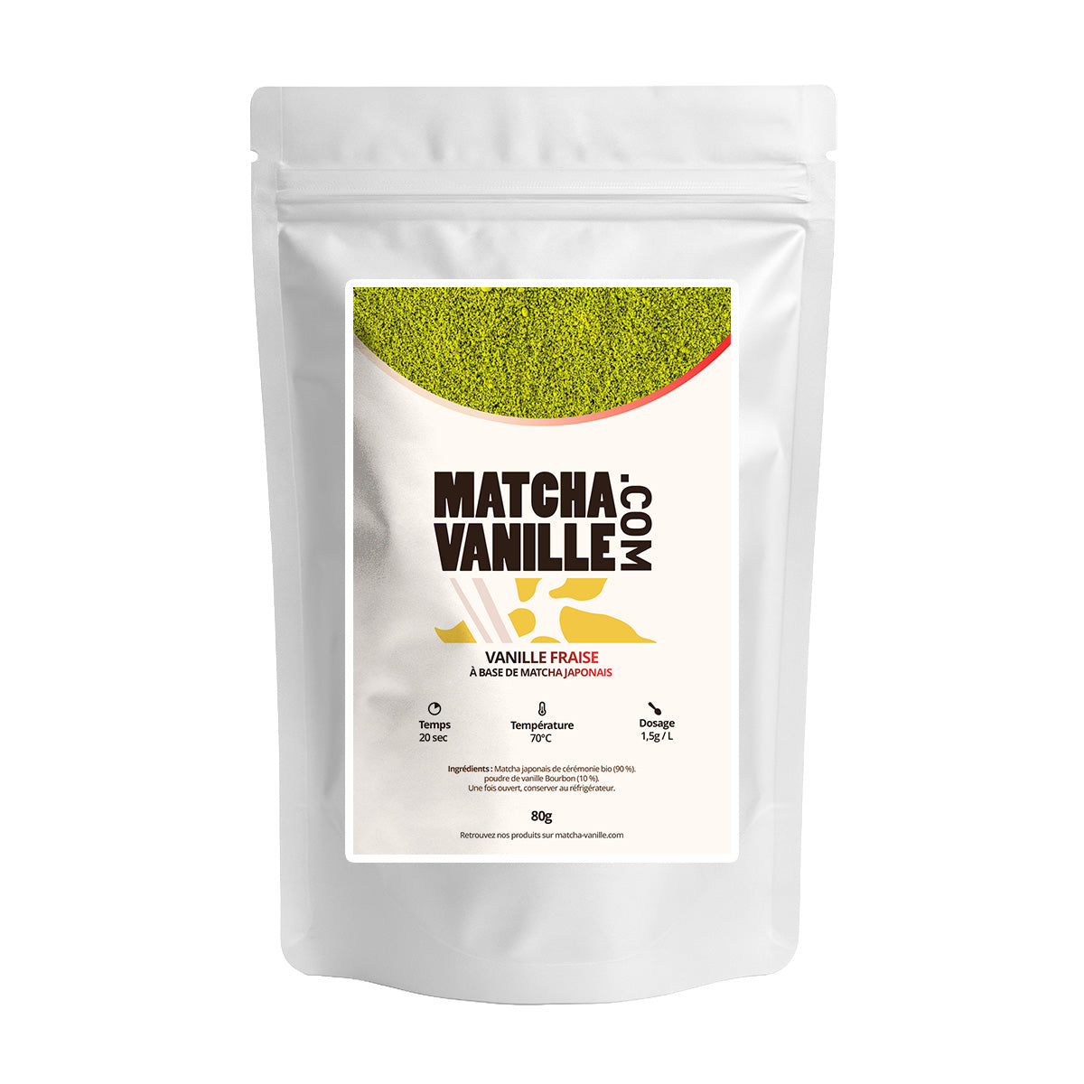 Matcha vanille fraise en doypack